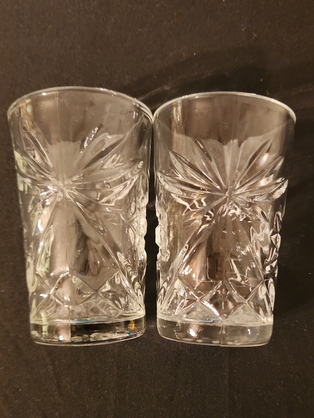 2 Starburst Juice Glasses Ball Jelly Jars Vintage Atomic Beverage Drinkware